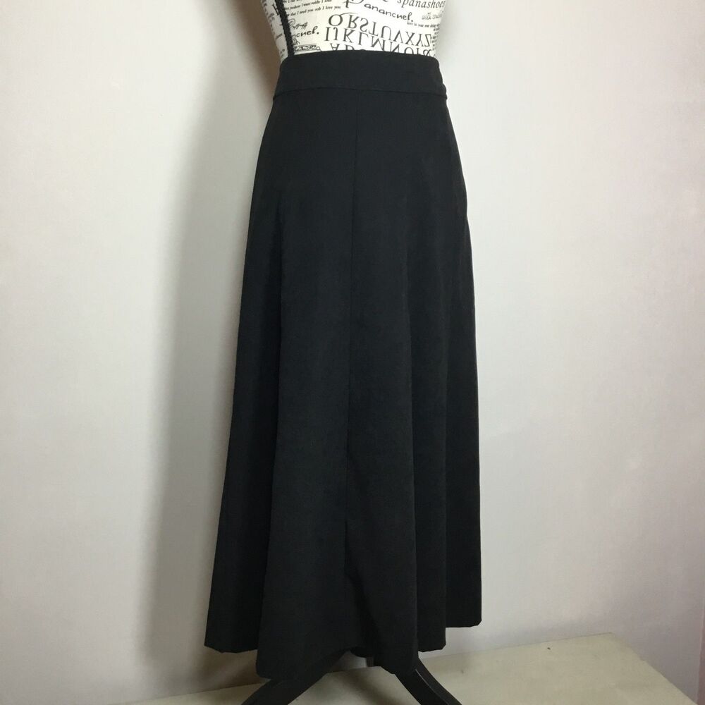 Faux suede A-line black maxi skirt lined western prairie Cowgirl waist 32” sz 10 - Picture 2 of 6